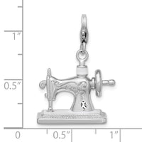 Amore LaVita Sterling Silver 3-D Enameled Sewing Machine with Lobster Clasp Charm