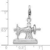 Amore LaVita Sterling Silver 3-D Enameled Sewing Machine with Lobster Clasp Charm