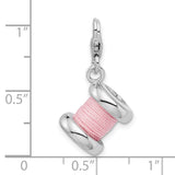 Goldia Sterling Silver 3-d Enameled Pink Spoll of Thread W/Lobster Claw Clasp Charm