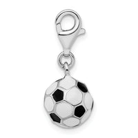 Amore LaVita Sterling Silver 3-D Enameled Small Soccer Ball with Lobster Clasp Charm