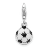 Amore LaVita Sterling Silver 3-D Enameled Small Soccer Ball with Lobster Clasp Charm