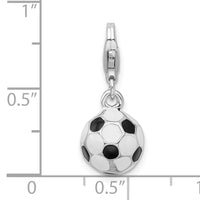 Amore LaVita Sterling Silver 3-D Enameled Small Soccer Ball with Lobster Clasp Charm
