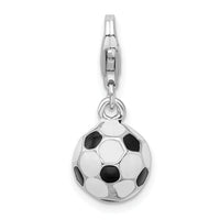 Amore LaVita Sterling Silver 3-D Enameled Small Soccer Ball with Lobster Clasp Charm