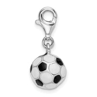 Amore LaVita Sterling Silver 3-D Enamel Soccer Ball with Lobster Clasp Charm