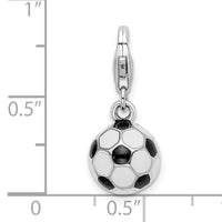 Amore LaVita Sterling Silver 3-D Enamel Soccer Ball with Lobster Clasp Charm