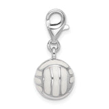 925 Sterling Silver 3-D Enameled Volleyball with Lobster Clasp Charm