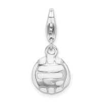925 Sterling Silver 3-D Enameled Volleyball with Lobster Clasp Charm