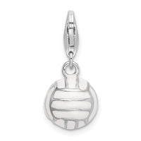 925 Sterling Silver 3-D Enameled Volleyball with Lobster Clasp Charm