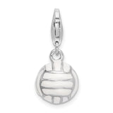 925 Sterling Silver 3-D Enameled Volleyball with Lobster Clasp Charm