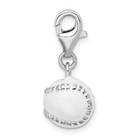 3D Enamel Baseball Charm in Sterling Silver