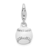 3D Enamel Baseball Charm in Sterling Silver
