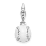 3D Enamel Baseball Charm in Sterling Silver