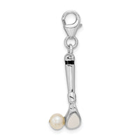 Adornica Diamonds Amore LaVita Sterling Silver FW Cultured Pearl Golf Club with Lobster Charm