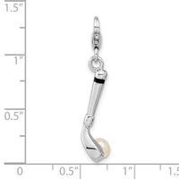 Adornica Diamonds Amore LaVita Sterling Silver FW Cultured Pearl Golf Club with Lobster Charm