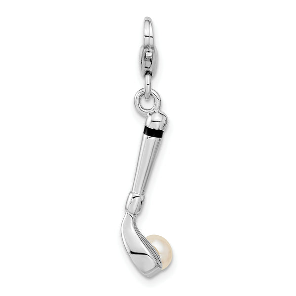 Adornica Diamonds Amore LaVita Sterling Silver FW Cultured Pearl Golf Club with Lobster Charm