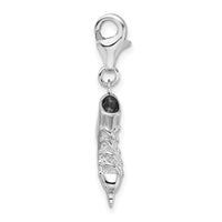 925 Sterling Silver 3D Ice Skate with with Lobster Clasp Charm