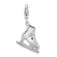 925 Sterling Silver 3D Ice Skate with with Lobster Clasp Charm