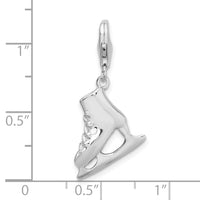 925 Sterling Silver 3D Ice Skate with with Lobster Clasp Charm