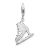 925 Sterling Silver 3D Ice Skate with with Lobster Clasp Charm