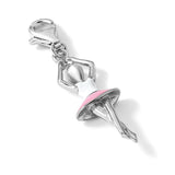 White and Pink 3D Enamel Ballerina Charm in Sterling Silver