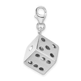 Amore LaVita Sterling Silver 3-D Swarovski Element Die with Lobster Clasp Charm