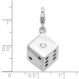 Amore LaVita Sterling Silver 3-D Swarovski Element Die with Lobster Clasp Charm