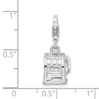 Goldia Sterling Silver 3-d Polished Slot Machine W/Lobster Clasp Charm