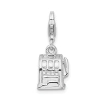 Goldia Sterling Silver 3-d Polished Slot Machine W/Lobster Clasp Charm