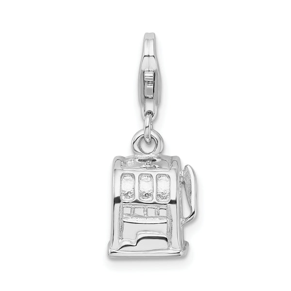 Goldia Sterling Silver 3-d Polished Slot Machine W/Lobster Clasp Charm