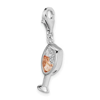Open Champagne Glass with Cubic Zirconia Clipable Charm
