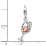 Open Champagne Glass with Cubic Zirconia Clipable Charm