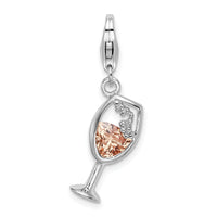 Open Champagne Glass with Cubic Zirconia Clipable Charm