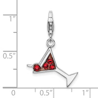 925 Sterling Silver Crystal Martini Glass with Lobster Clasp Charm