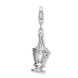 Sterling Silver 3-D CZ Champagne In Ice Bucket W/Lobster Claw Clasp Clasp Charm Charms