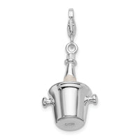 Sterling Silver Enamel Champagne Bottle In Ice Bucket W/Lobster Claw Clasp Charm Charms