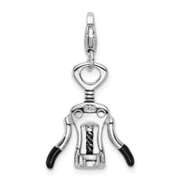 Amore LaVita Sterling Silver Enameled Cork Screw with Lobster Clasp Charm