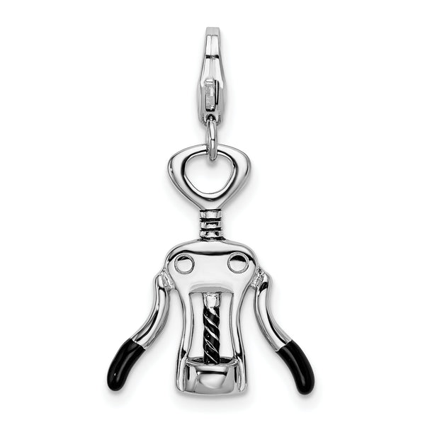 Amore LaVita Sterling Silver Enameled Cork Screw with Lobster Clasp Charm