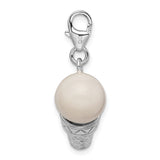 Sterling Silver 3-D Enameled Ice Cream Cone W/Lobster Claw Clasp Clasp Charm Charms