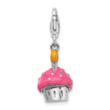 Pink Cupcake with Candle 3-D Clipable Charm