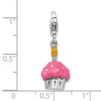 Pink Cupcake with Candle 3-D Clipable Charm
