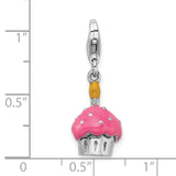 Pink Cupcake with Candle 3-D Clipable Charm