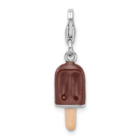 925 Sterling Silver 3-D Enameled Fudge Bar with Lobster Clasp Charm