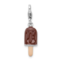 925 Sterling Silver 3-D Enameled Fudge Bar with Lobster Clasp Charm