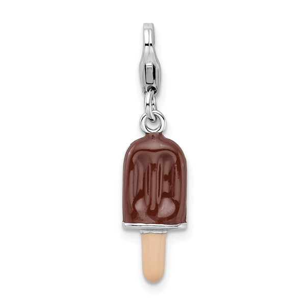 925 Sterling Silver 3-D Enameled Fudge Bar with Lobster Clasp Charm
