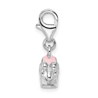 Sterling Silver Enamel Pink Snail W/Lobster Claw Clasp Clasp Charm Charms