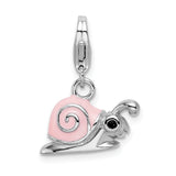 Sterling Silver Enamel Pink Snail W/Lobster Claw Clasp Clasp Charm Charms
