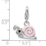 Sterling Silver Enamel Pink Snail W/Lobster Claw Clasp Clasp Charm Charms