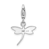 Sterling Silver Lilac Enameled & CZ Dragonfly with Lobster Clasp Charm