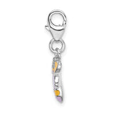 Sterling Silver Enameled Bee W/Lobster Claw Clasp Clasp Charm Charms