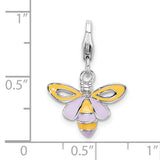 Sterling Silver Enameled Bee W/Lobster Claw Clasp Clasp Charm Charms